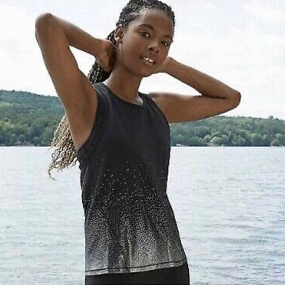 All In Motion Activewear Women's Black Sparkle Racerback Tank Top Large